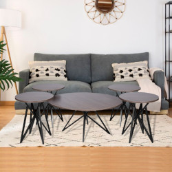 طقم طاولات خدمة 5 قطع من الخشب والمعدن 90*90 سم