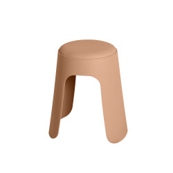 كرسي منزلي دائري مفرد بني من البلاستيك والجلد