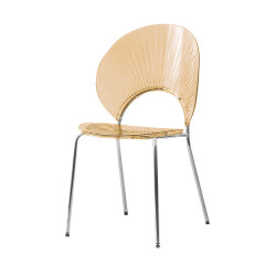 كرسي منزلي مفرد بني شفاف ارجل معدن