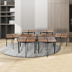 طقم طاولات خدمة 7 قطع من الخشب والمعدن 146 سم