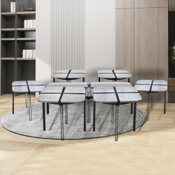 طقم طاولات خدمة 7 قطع من الخشب والمعدن