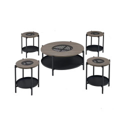 طقم طاولات خدمة 5 قطع من الخشب والمعدن 90*45 سم طقم طاولات خدمة 5 قطع من الخشب والمعدن 90*45 سم