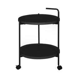 عربة تقديم 2 دور من البلاستيك والمعدن اسود