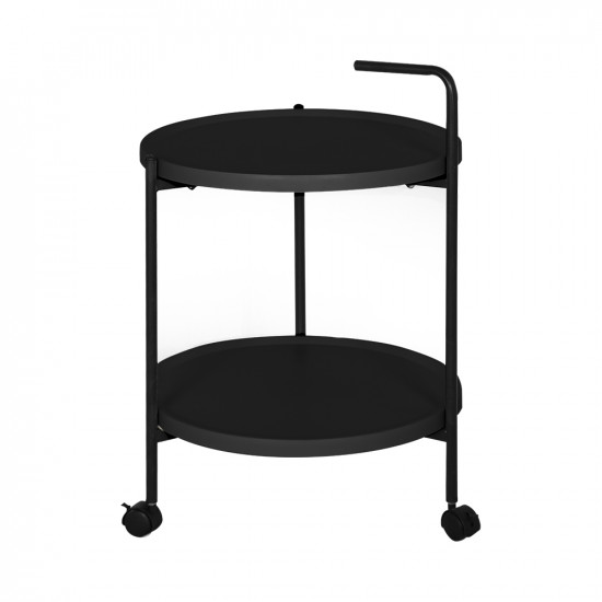 عربة تقديم 2 دور من البلاستيك والمعدن اسود