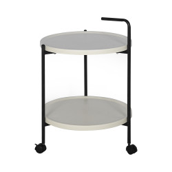 عربة تقديم 2 دور من البلاستيك والمعدن اوف وايت