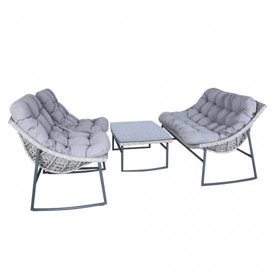 جلسة حديقة 4 مقاعد رمادي فاتح