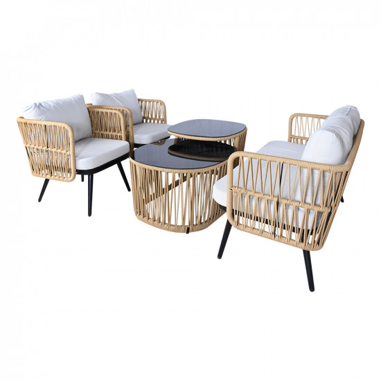 جلسة حديقة 4 مقاعد بيج / رمادي جلسة حديقة 4 مقاعد بيج / رمادي