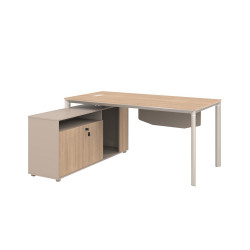 مكتب من الخشب والمعدن بيج 160x80 سم