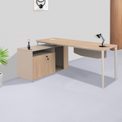 مكتب من الخشب والمعدن بيج 160x80 سم