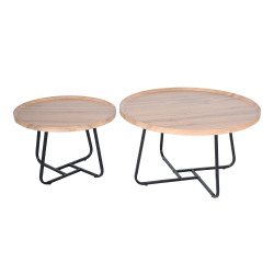 طقم طاولات خدمة 2 قطعة خشب لون خشبي طقم طاولات خدمة 2 قطعة خشب لون خشبي