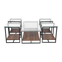 طقم طاولات خدمة 5 قطع من الزجاج والخشب والمعدن بني غامق طقم طاولات خدمة 5 قطع من الزجاج والخشب والمعدن بني غامق