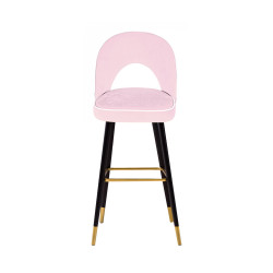 كرسي بار من المعدن والقماش وردي / اسود