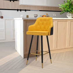 كرسي بار جلد قابل للدوران أسفنج × معدن