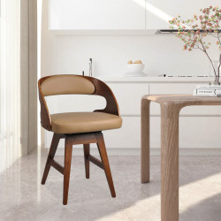 كرسي بار من الخشب والجلد