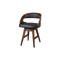 كرسي بار من الخشب والجلد اسود / بني