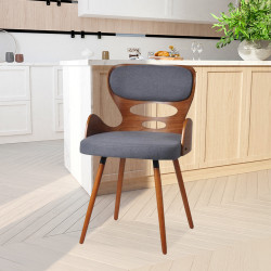 كرسي بار من الخشب والقماش رمادي / بني