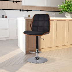 كرسي بار قماش قابل للتعديل اسود × بني