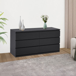 خزانة خشبية 6 أدرج لون أسود 140x72 سم