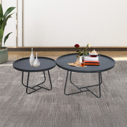 طقم طاولات خدمة 2 قطعة خشب لون أسود طقم طاولات خدمة 2 قطعة خشب لون أسود