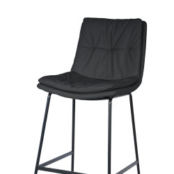 كرسي بار جلد ومعدن أسود 105 سم