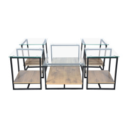 طقم طاولات خدمة 5 قطع من الزجاج بني فاتح طقم طاولات خدمة 5 قطع من الزجاج بني فاتح