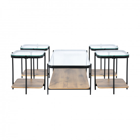 طقم طاولات خدمة 5 قطع من الزجاج بني فاتح 120 سم طقم طاولات خدمة 5 قطع من الزجاج بني فاتح 120 سم