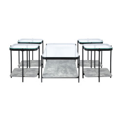 طقم طاولات خدمة 5 قطع من الزجاج رمادي 120 سم