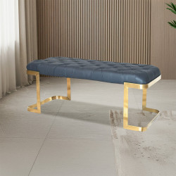 مقعد جلد رمادي 126x50سم