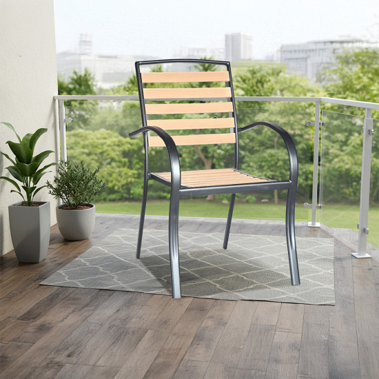 كرسي خارجي مفرد من البلاستيك والمعدن كرسي خارجي مفرد من البلاستيك والمعدن