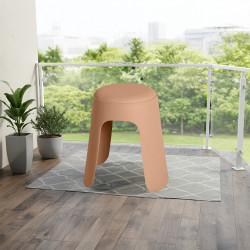 كرسي منزلي دائري مفرد بني من البلاستيك والجلد