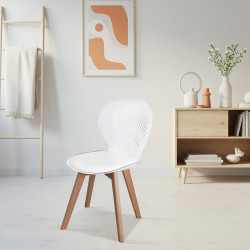 كرسي منزلي مفرد بلاستيك بأرجل خشب