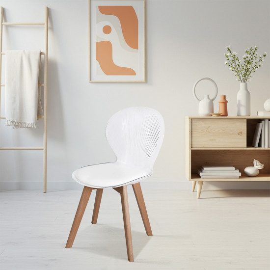 كرسي منزلي مفرد بلاستيك بأرجل خشب