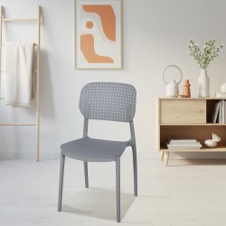 كرسي منزلي مفرد بلاستيك رمادي