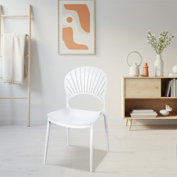 كرسي منزلي مفرد بلاستيك ابيض
