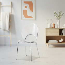 كرسي منزلي مفرد شفاف ارجل معدن