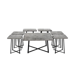 طقم طاولات خدمة 7 قطع من الخشب والمعدن طقم طاولات خدمة 7 قطع من الخشب والمعدن