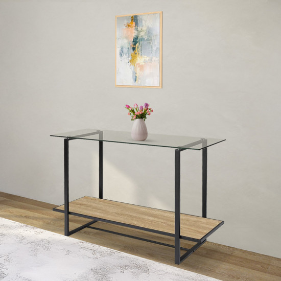 مدخل استقبال من الزجاج والخشب والمعدن 120 سم