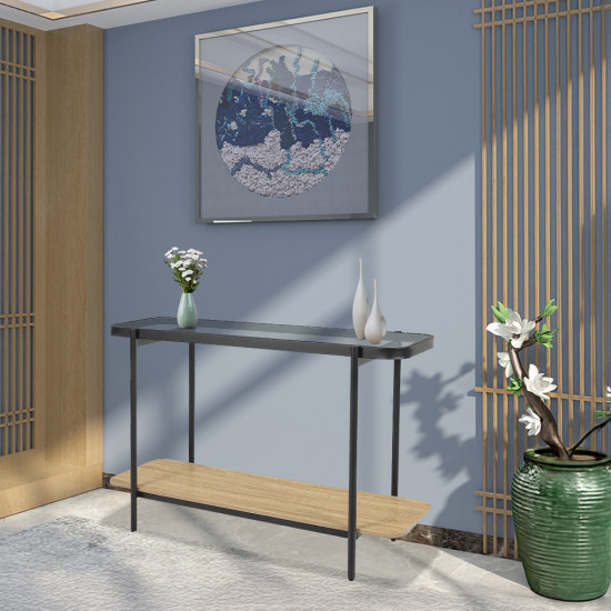 مدخل استقبال خشبي من الزجاج والخشب 120x80 سم