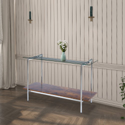 مدخل استقبال بني من الزجاج والخشب 120x80 سم