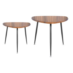 طقم طاولات خدمة 2 قطعة خشب بني