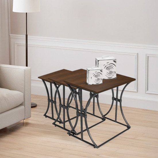 طقم طاولات خدمة خشب ومعدن 3قطع طقم طاولات خدمة خشب ومعدن 3قطع