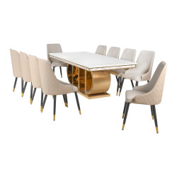 طاولة طعام رخام مع أرجل معدنية 10 كراسي طاولة طعام رخام مع أرجل معدنية 10 كراسي