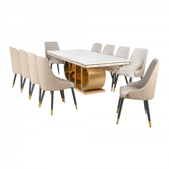 طاولة طعام رخام مع أرجل معدنية 10 كراسي طاولة طعام رخام مع أرجل معدنية 10 كراسي