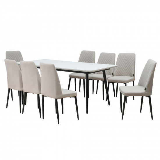 طاولة طعام خشب مع ارجل معدنية 8 كرسي طاولة طعام خشب مع ارجل معدنية 8 كرسي