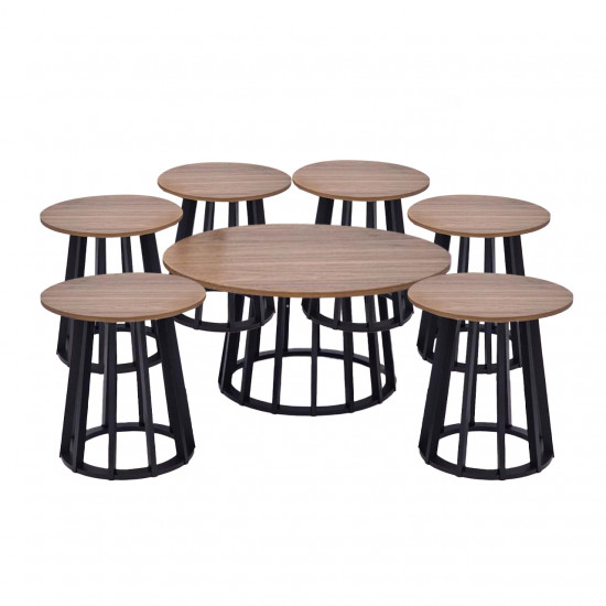 طقم طاولات خدمة 7 قطع من الخشب والمعدن طقم طاولات خدمة 7 قطع من الخشب والمعدن