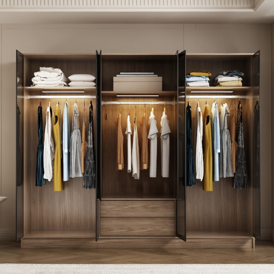 دولاب ملابس 6 باب زجاج مع إضاءة دولاب ملابس 6 باب زجاج مع إضاءة