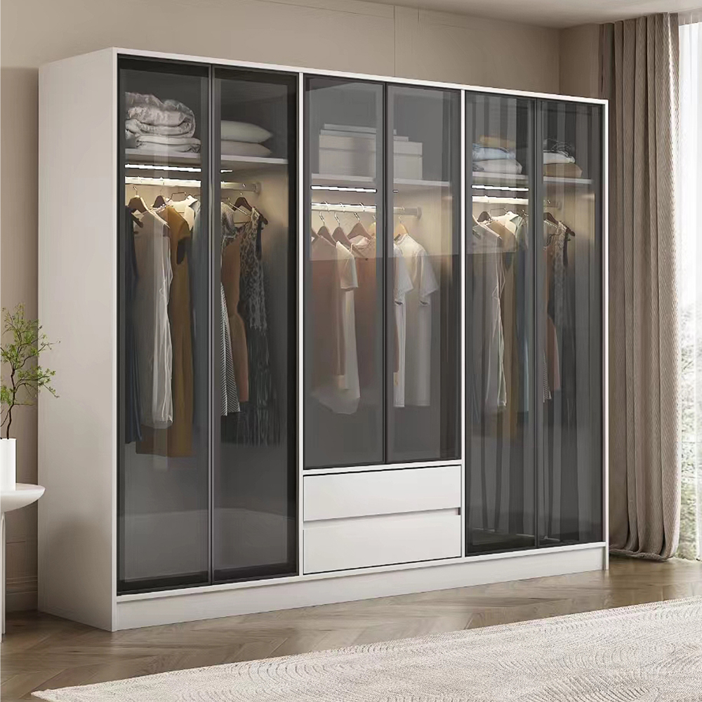 دولاب ملابس 6 أبواب زجاج