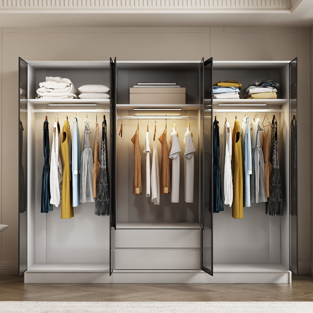 دولاب ملابس 6 أبواب زجاج