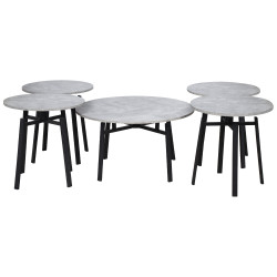 طقم طاولات خدمة 5 قطع سطح دوار رمادي