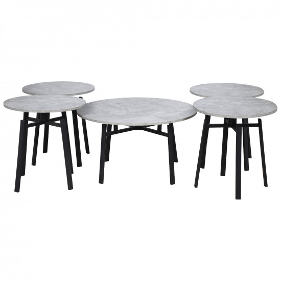 طقم طاولات خدمة 5 قطع سطح دوار رمادي طقم طاولات خدمة 5 قطع سطح دوار رمادي